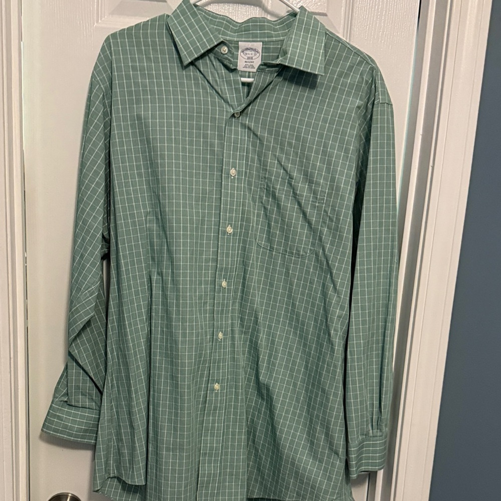 Brooks Brothers Green Plaid Button Down Shirt